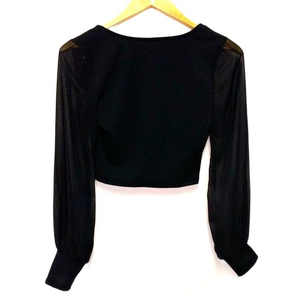 Blashe Black Hook and Eye with Chiffon Long Sleeves Crop Top Size S - Picture 3 of 14